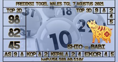 PREDIKSI TOGEL WALES 07 AGUSTUS 2021