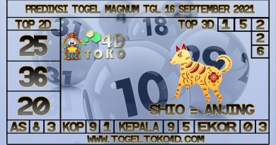 TOKO4D – PREDIKSI TOGEL MAGNUM 4D 16 SEPTEMBER 2021