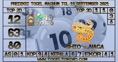 TOKO4D – PREDIKSI TOGEL MAGNUM 4D 19 SEPTEMBER 2021