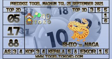 TOKO4D – PREDIKSI TOGEL MAGNUM 4D 25 SEPTEMBER 2021