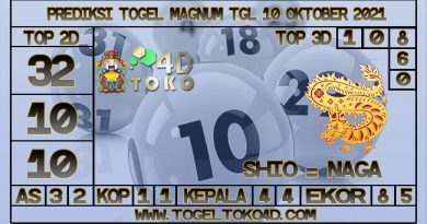 TOKO4D – PREDIKSI TOGEL MAGNUM 4D 10 OKTOBER 2021