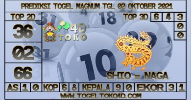 TOKO4D – PREDIKSI TOGEL MAGNUM 4D 02 OKTOBER 2021