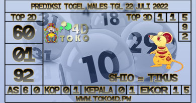 TOKO4D – PREDIKSI TOGEL WALES 22 JULY 2022