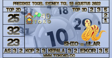 TOKO4D – PREDIKSI SYDNEY 16 AGUSTUS 2022