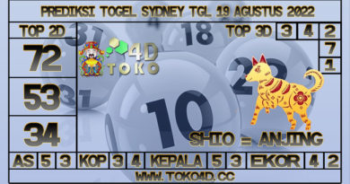 TOKO4D – PREDIKSI SYDNEY 19 AGUSTUS 2022