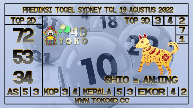 TOKO4D – PREDIKSI SYDNEY 19 AGUSTUS 2022