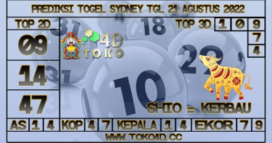 TOKO4D – PREDIKSI SYDNEY 21 AGUSTUS 2022