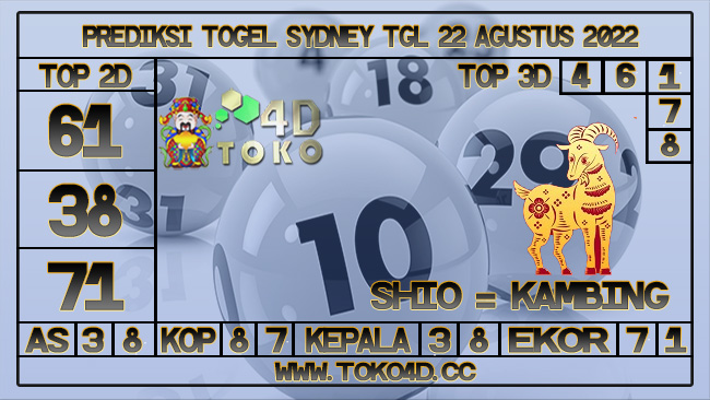 TOKO4D – PREDIKSI SYDNEY 22 AGUSTUS 2022