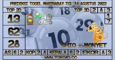 TOKO4D – PREDIKSI TOGEL MARINABAY 18 AGUSTUS 2022