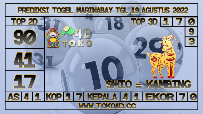 TOKO4D – PREDIKSI TOGEL MARINABAY 19 AGUSTUS 2022