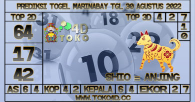 TOKO4D – PREDIKSI TOGEL MARINABAY 30 AGUSTUS 2022