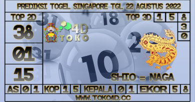 TOKO4D – PREDIKSI TOGEL SINGAPORE 22 AGUSTUS 2022