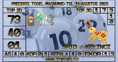 TOKO4D – PREDIKSI TOGEL MAGNUM4D 18 AGUSTUS 2022