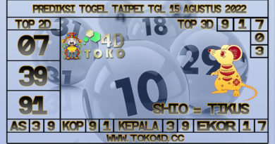 TOKO4D – PREDIKSI TOGEL TAIPEI 15 AGUSTUS 2022