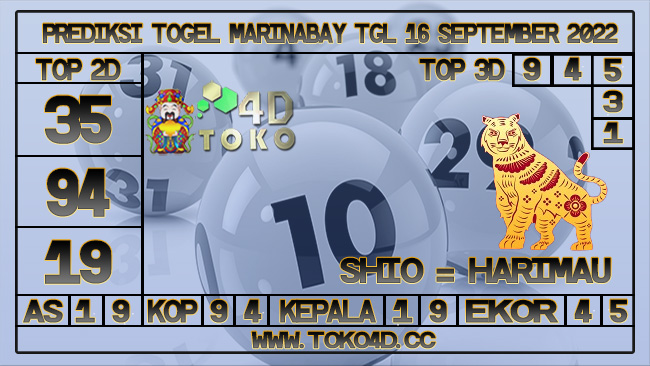 TOKO4D – PREDIKSI TOGEL MARINABAY 16 SEPTEMBER 2022