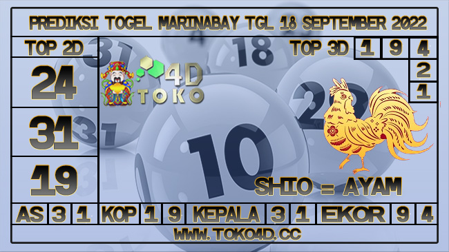 TOKO4D – PREDIKSI TOGEL MARINABAY 18 SEPTEMBER 2022