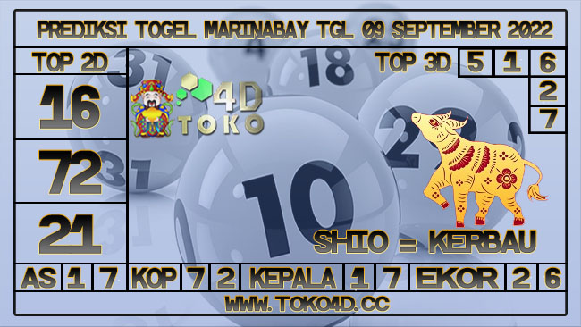 TOKO4D – PREDIKSI TOGEL MARINABAY 09 SEPTEMBER 2022