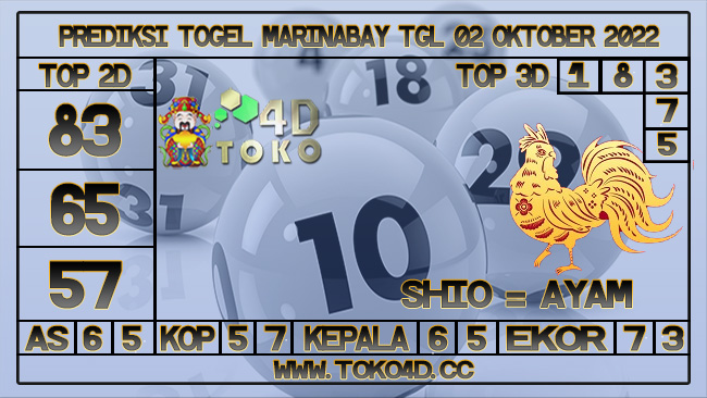 TOKO4D – PREDIKSI TOGEL MARINABAY 02 OKTOBER 2022