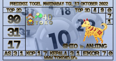 TOKO4D – PREDIKSI TOGEL MARINABAY 17 OKTOBER 2022