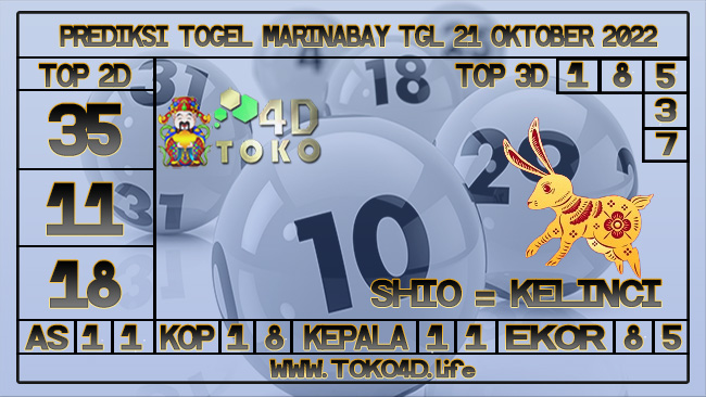 TOKO4D – PREDIKSI TOGEL MARINABAY 21 OKTOBER 2022