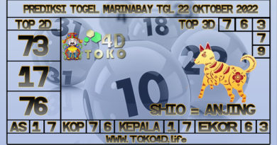 TOKO4D – PREDIKSI TOGEL MARINABAY 22 OKTOBER 2022