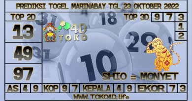 TOKO4D – PREDIKSI TOGEL MARINABAY 23 OKTOBER 2022