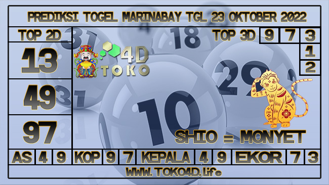 TOKO4D – PREDIKSI TOGEL MARINABAY 23 OKTOBER 2022