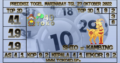 TOKO4D – PREDIKSI TOGEL MARINABAY 27 OKTOBER 2022