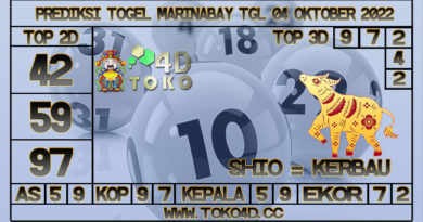 TOKO4D – PREDIKSI TOGEL MARINABAY 04 OKTOBER 2022