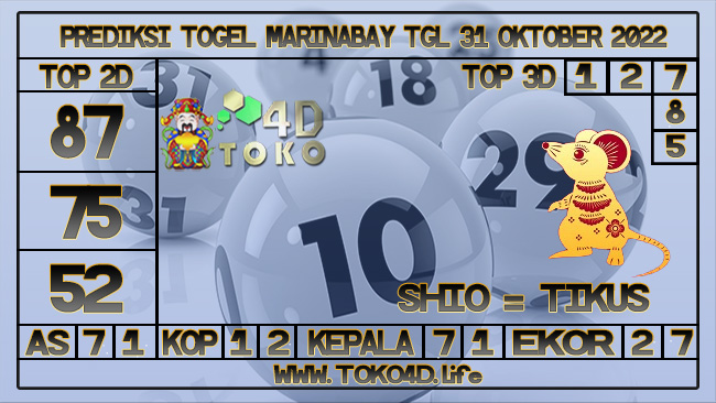 TOKO4D – PREDIKSI TOGEL MARINABAY 31 OKTOBER 2022