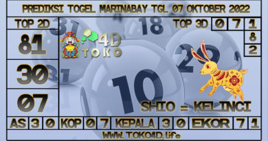 TOKO4D – PREDIKSI TOGEL MARINABAY 07 OKTOBER 2022