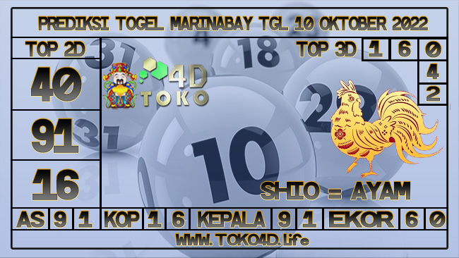 TOKO4D – PREDIKSI TOGEL MARINABAY 10 OKTOBER 2022