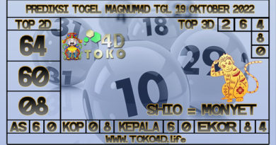 TOKO4D – PREDIKSI TOGEL MAGNUM4D 19 OKTOBER 2022