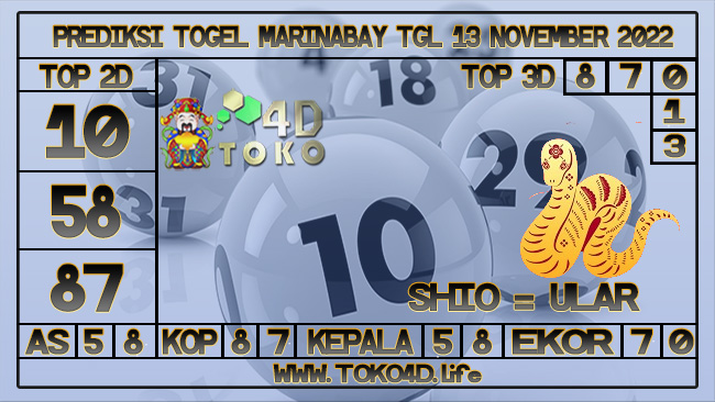 TOKO4D – PREDIKSI TOGEL MARINABAY 13 NOVEMBER 2022