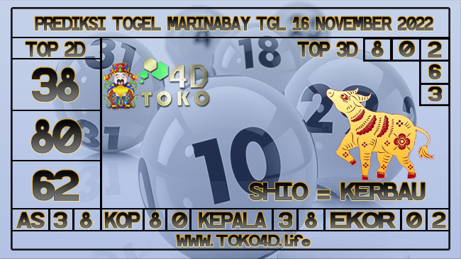 TOKO4D – PREDIKSI TOGEL MARINABAY 16 NOVEMBER 2022