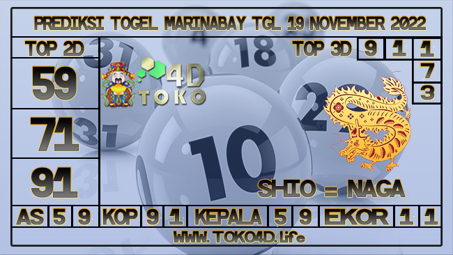 TOKO4D – PREDIKSI TOGEL MARINABAY 19 NOVEMBER 2022