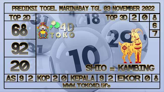 TOKO4D – PREDIKSI TOGEL MARINABAY 03 NOVEMBER 2022