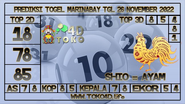 TOKO4D – PREDIKSI TOGEL MARINABAY 26 NOVEMBER 2022