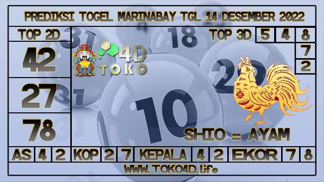 TOKO4D – PREDIKSI TOGEL MARINABAY 14 DESEMBER 2022