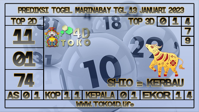 TOKO4D – PREDIKSI TOGEL MARINABAY 13 JANUARI 2023