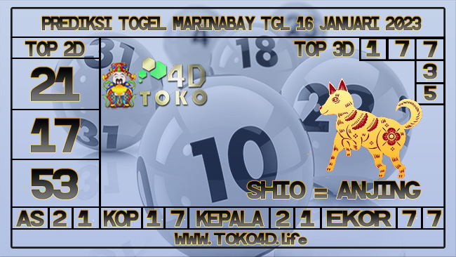 TOKO4D – PREDIKSI TOGEL MARINABAY 16 JANUARI 2023