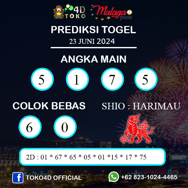 PREDIKSI TOGEL MALAGA MINGGU : 23 JUNI 2024