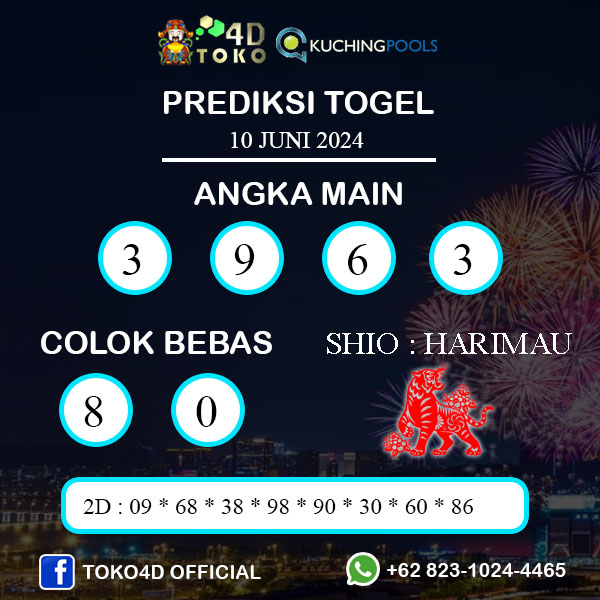 PREDIKSI TOGEL KUCHING SENIN : 10 JUNI 2024