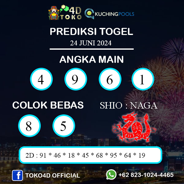 PREDIKSI TOGEL KUCHING SENIN : 24 JUNI 2024