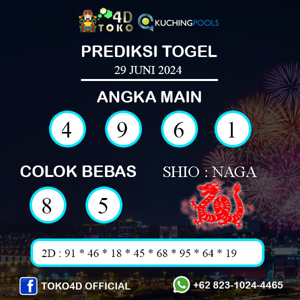 PREDIKSI TOGEL KUCHING SABTU : 29 JUNI 2024