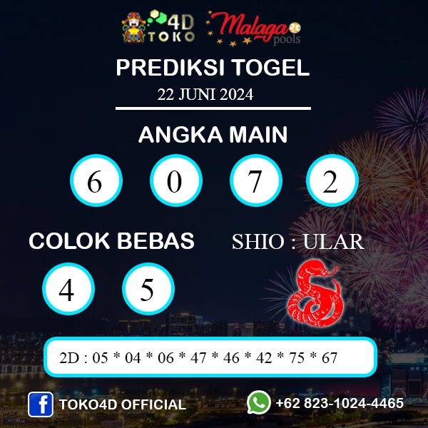 PREDIKSI TOGEL MALAGA SABTU : 22 JUNI 2024