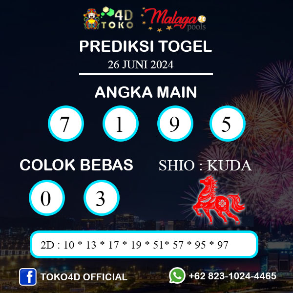 PREDIKSI TOGEL MALAGA RABU : 26 JUNI 2024