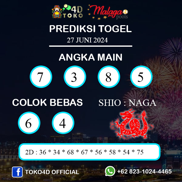 PREDIKSI TOGEL MALAGA KAMIS : 27 JUNI 2024