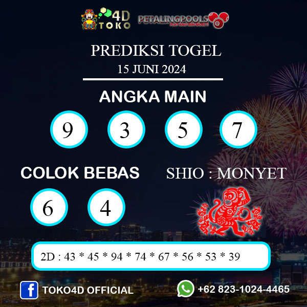 PREDIKSI TOGEL PETALING SABTU : 15 JUNI 2024