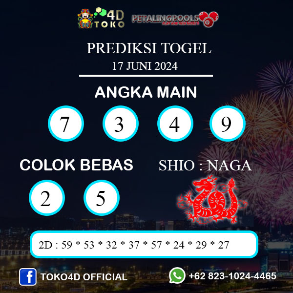 PREDIKSI TOGEL PETALING SENIN : 17 JUNI 2024